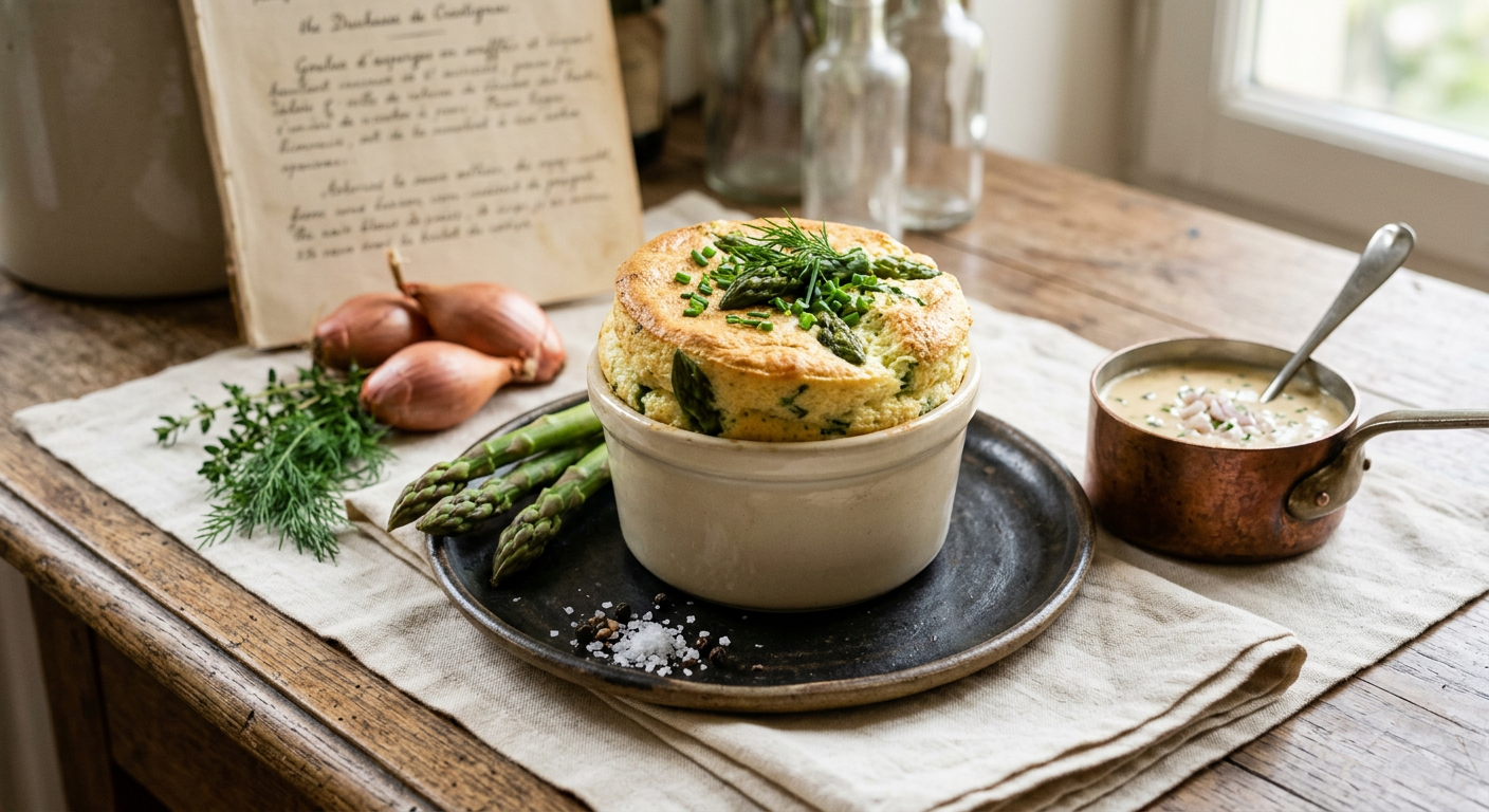 Goulue d'asperges en soufflé et sa sauce Albertine